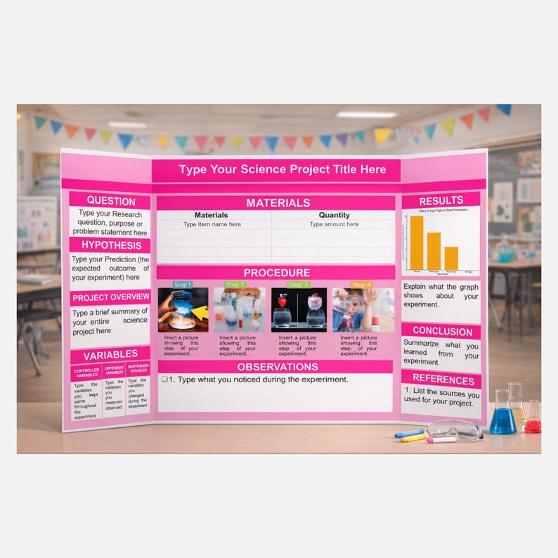 Editable 48x36 Science Fair Trifold Board Template | A0 Poster Project ...