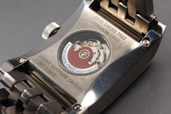 S size ORIS Rectangular 7622 Day Date Black Dial … - image 5