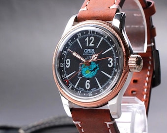 ORIS Wings Around the World II 0244/2000 Gold Men's Automatic Watch [Near MINT]