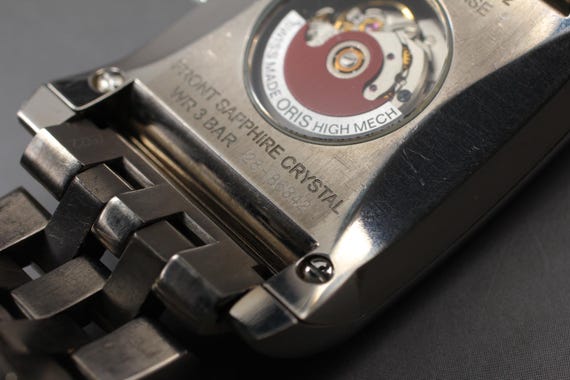 S size ORIS Rectangular 7622 Day Date Black Dial … - image 8