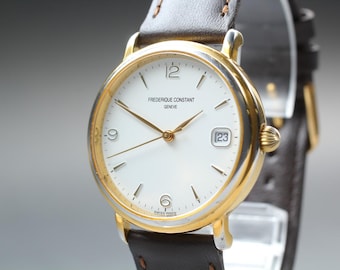 Frederique constant fc300/310x35/36 gold white dial 35mm at men's watch [exc+5]