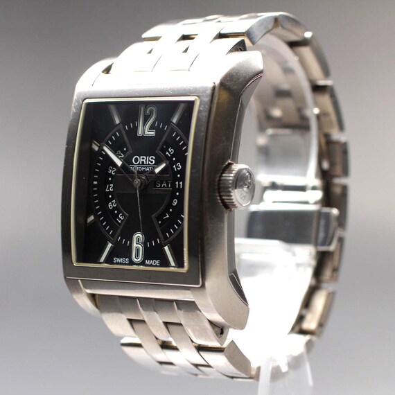 S size ORIS Rectangular 7622 Day Date Black Dial … - image 1
