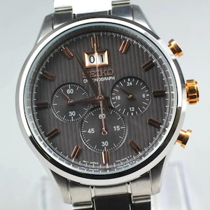 Seiko Big Date Chronograph 7T04-0AE0 Quartz Men's Watch [Near Mint w/ Box Paper]