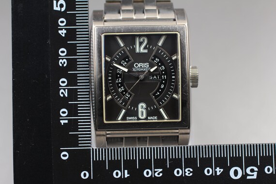 S size ORIS Rectangular 7622 Day Date Black Dial … - image 10