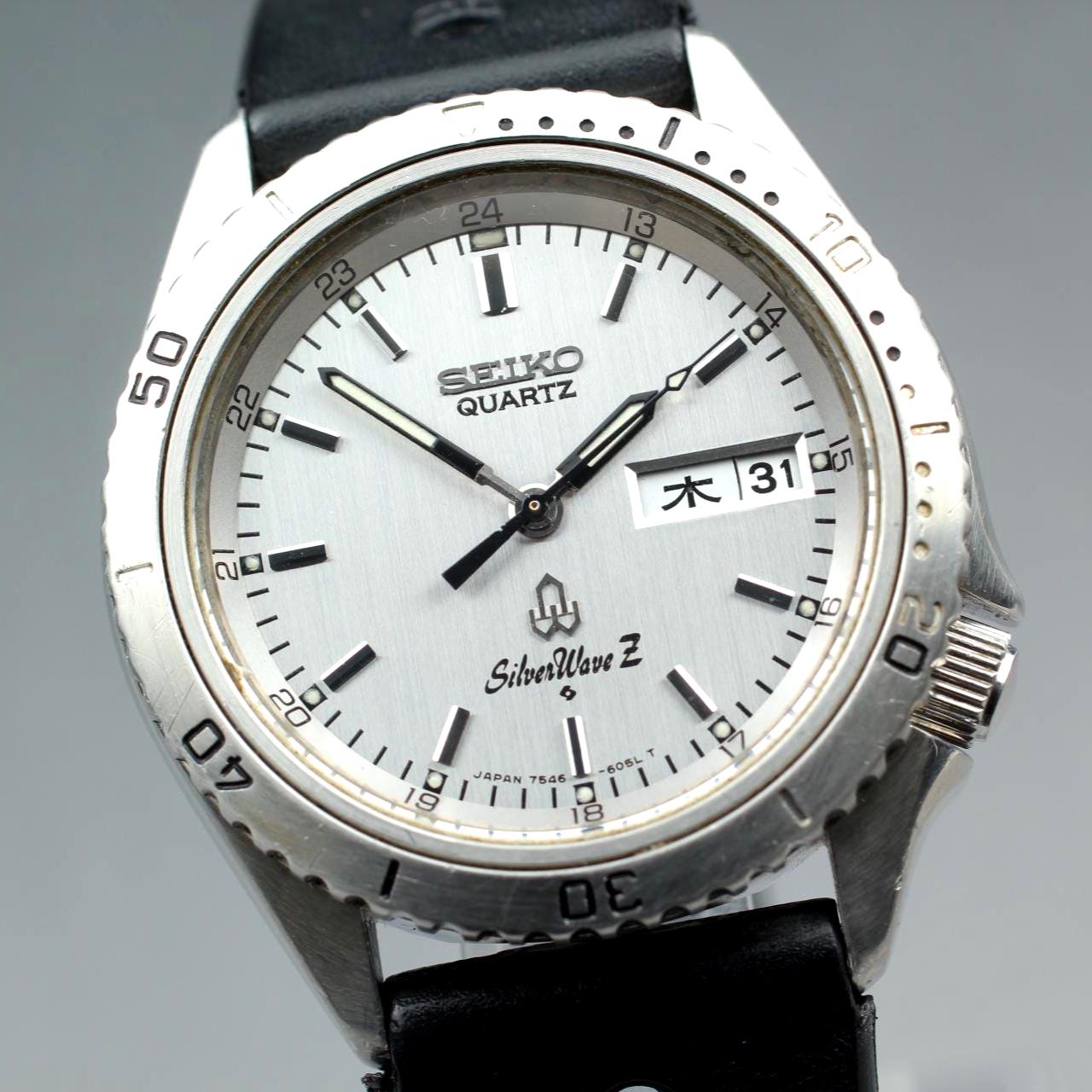 SEIKO Silver Wave Z 7546-605A Silver Dial Quartz Men's Watch From