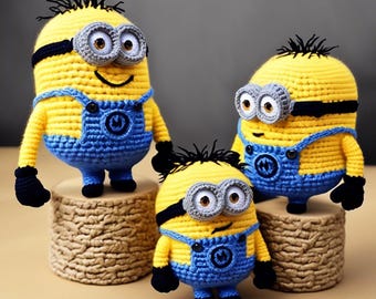 Minion Bob crochet pattern (PDF), Amigurumi crochet pattern, Amigurumi plush toy, cute gift pattern. French and English