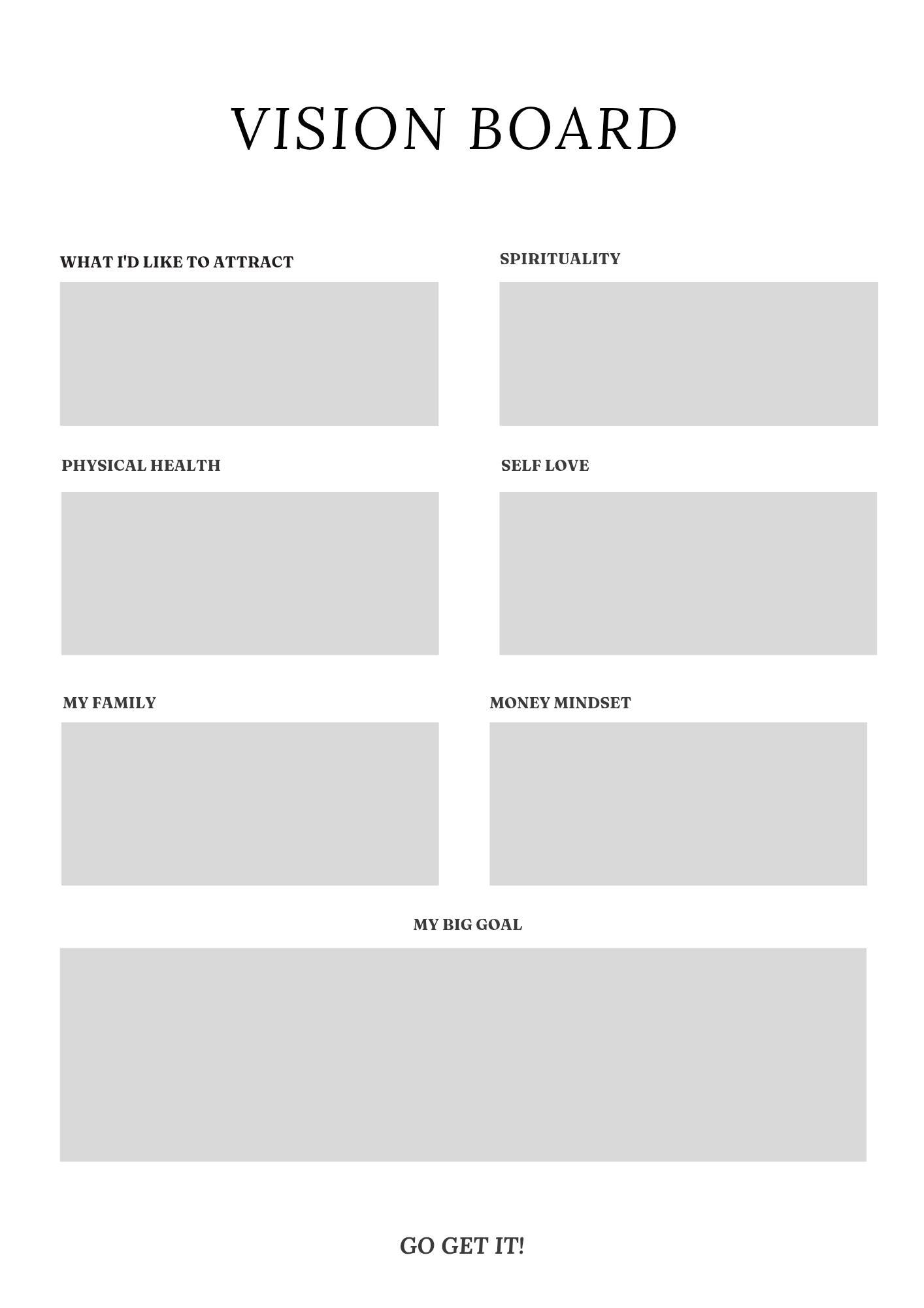 Vision Board Template Goal Setting Printable Self-care Wellness Planner ...