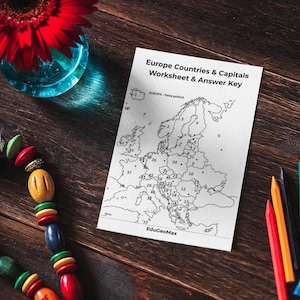 Werkblad landen en hoofdsteden Europa | Label de kaart en antwoordsleutel (afdrukbaar)