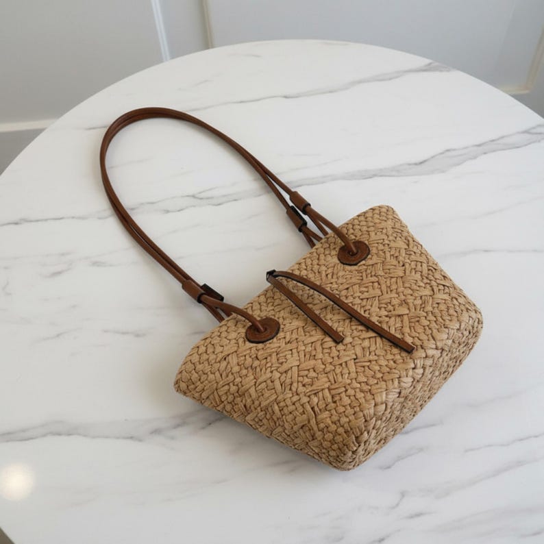 Handcrafted Woven Straw Shoulder Bag | Large Capacity Beach Tote for ...