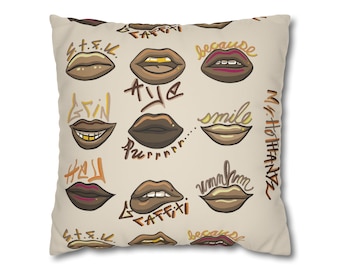 Afrocentric Lips Throw Pillow Cover | Melanin Home Decor, Bold Statement Cushion