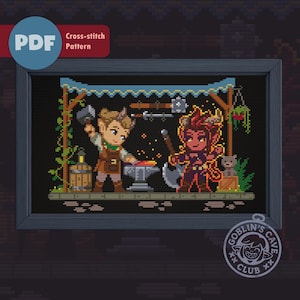 バルダーズ・ゲート3 カーラハ＆ダモン・フォージ クロスステッチパターン（PDF）
