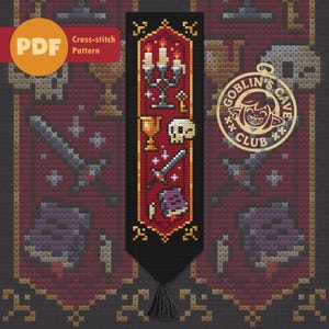 Vampir Lesezeichen Kreuzstichmuster, Halloween Halloween Stickbild, Halloween Lesezeichen Lesezeichen, digitales PDF