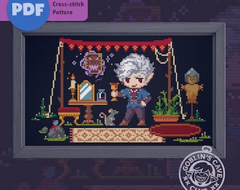 Astarion | Vampire Spawn Cross Stitch Pattern – RPG D&D Embroidery (Digital Download)