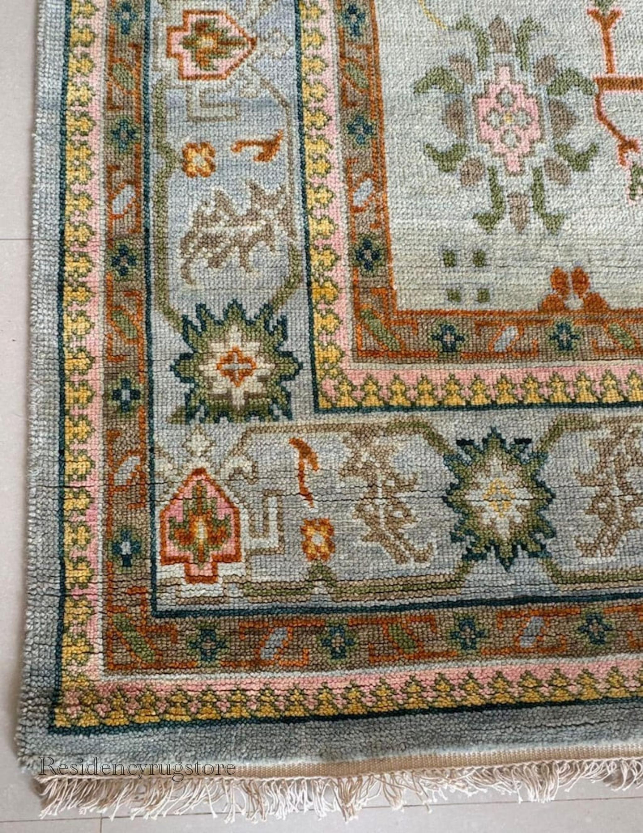 Tukish Wool Rug Hand-knotted Turkish Oushak Wool Rug: Vintage Boho Farmhouse Decor - Etsy