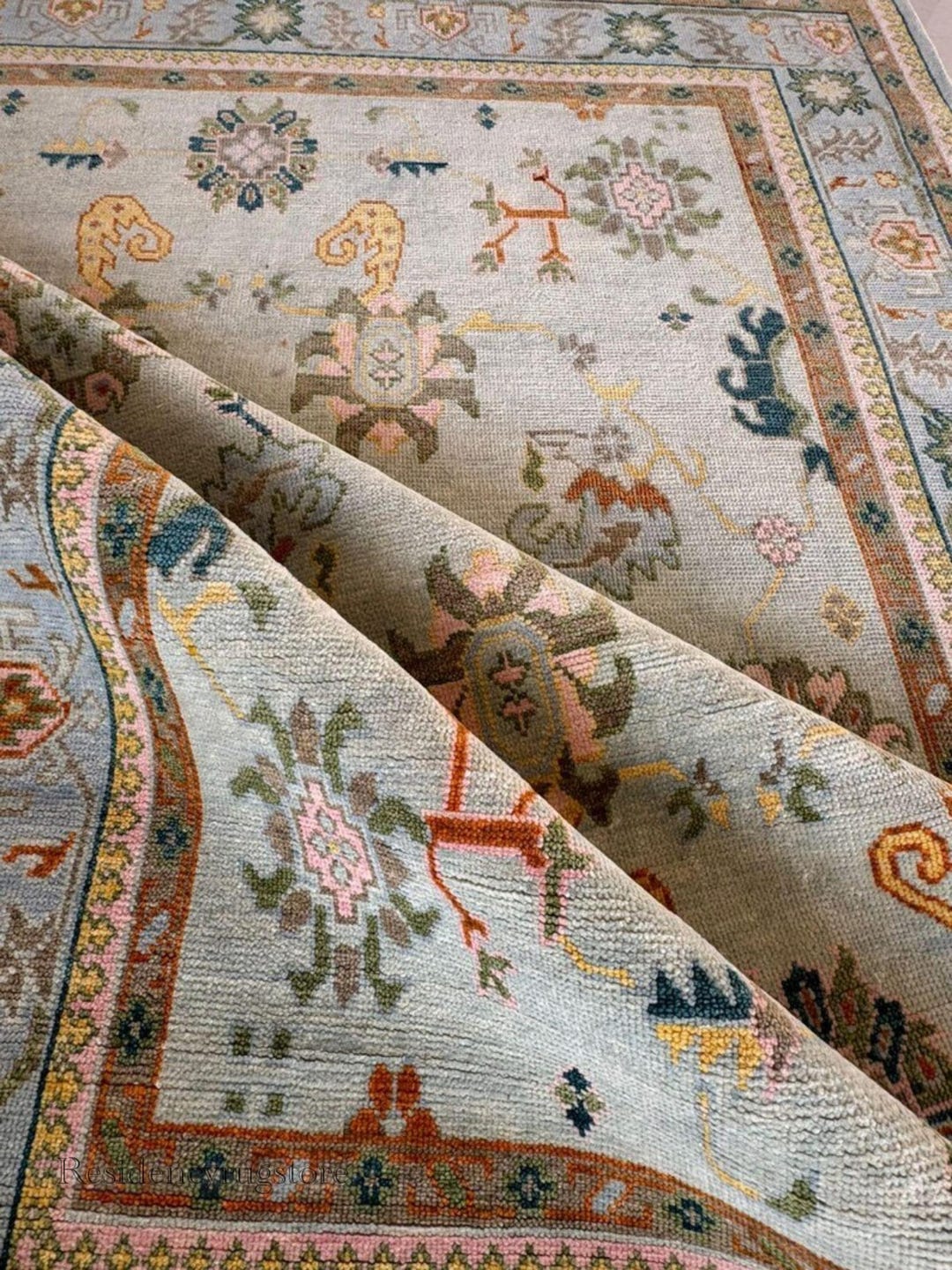 Tukish Wool Rug Hand-knotted Turkish Oushak Wool Rug: Vintage Boho Farmhouse Decor - Etsy