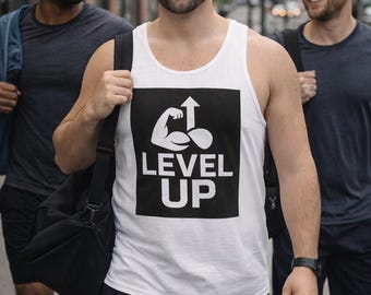 Men's Fitness Tank | Level Up | Motivational Gym Apparel