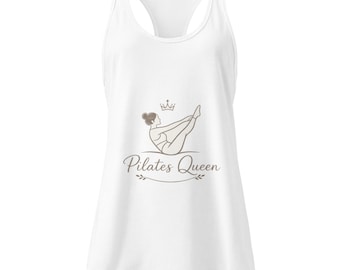Pilates Queen Tank Top Women | Racerback Pilates Gift for Her | Funny Yoga Workout Vest | Cotton Gym Top | Pilates Lover Gift | Fitness Wear