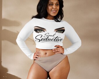 Top deportivo reciclado de manga larga para mujer