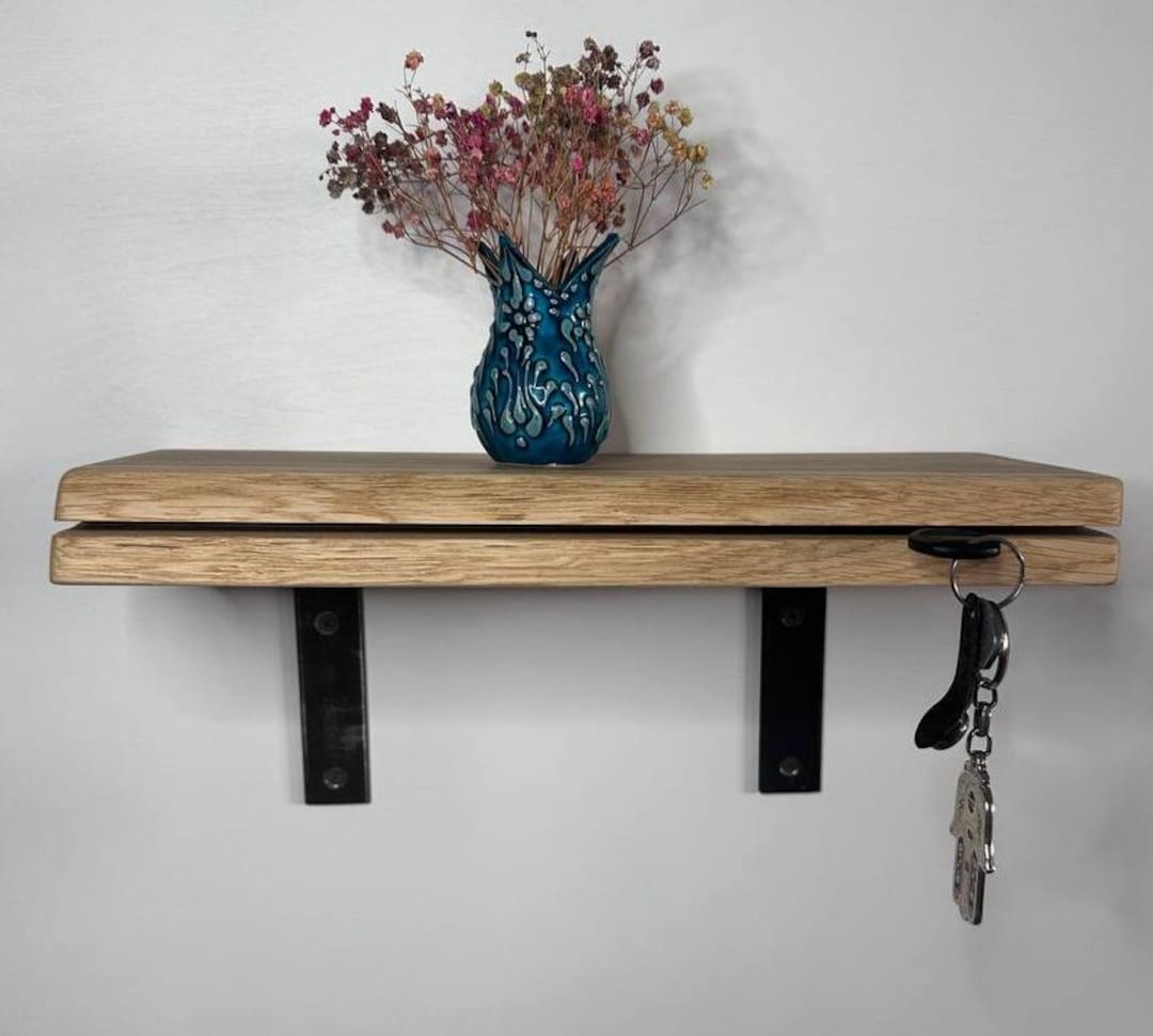 Wooden Key Holder -shelf With Loft Brackets, Handmade - Etsy
