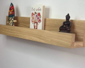 Handmade Solid Oak Wall Shelf, Picture Ledge, Floating Shelf
