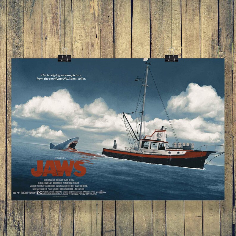 Jaws (1975) Classic Vintage Horror Movie Poster-high Definition Canvas ...