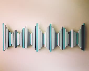 Abstract Sound Wave, Wood Soundwave, Music Home Decor, Colorful Wall Art