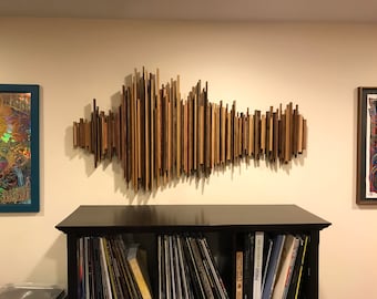 Custom 3ft Wood Soundwave Art, Audio Home Decor