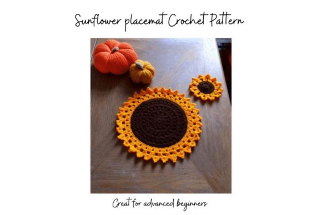 Sunflower Placemat Crochet Pattern Graphic – Advanced Beginner Friendly ...