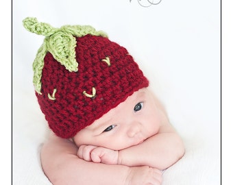 Crochet Baby Strawberry Hat