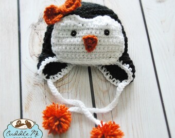 Penguin Crochet Hat - Baby through Adult Sizes