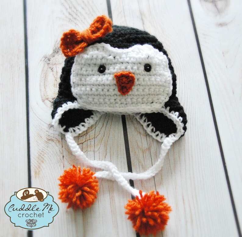 Penguin Crochet Hat Baby through Adult Sizes image 1