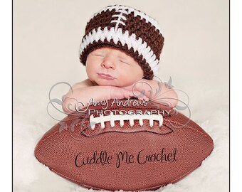 Crochet Football Hat (Toddler - Adult Sizes)