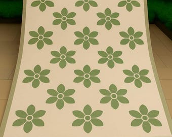 Hand Tufted Wool Rug: Modern Green Floral Carpet