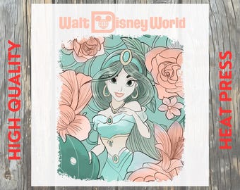 Princess Jasmine Inspired Magical Theme Park DTF Transfer: Fantasy Girl Ready to Press