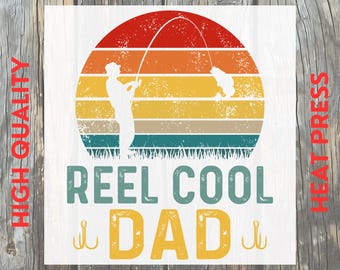 Father’s Day Reel Dad Fishing DTF Transfer: Vintage Fisherman Design Ready to Press