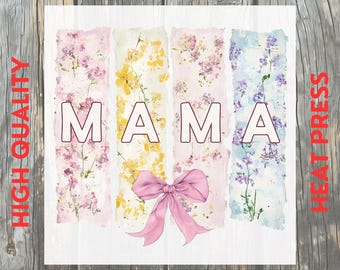 Floral Mama Coquette Bow Vintage Patchwork DTF Transfer: Soft Mom Ready to Press
