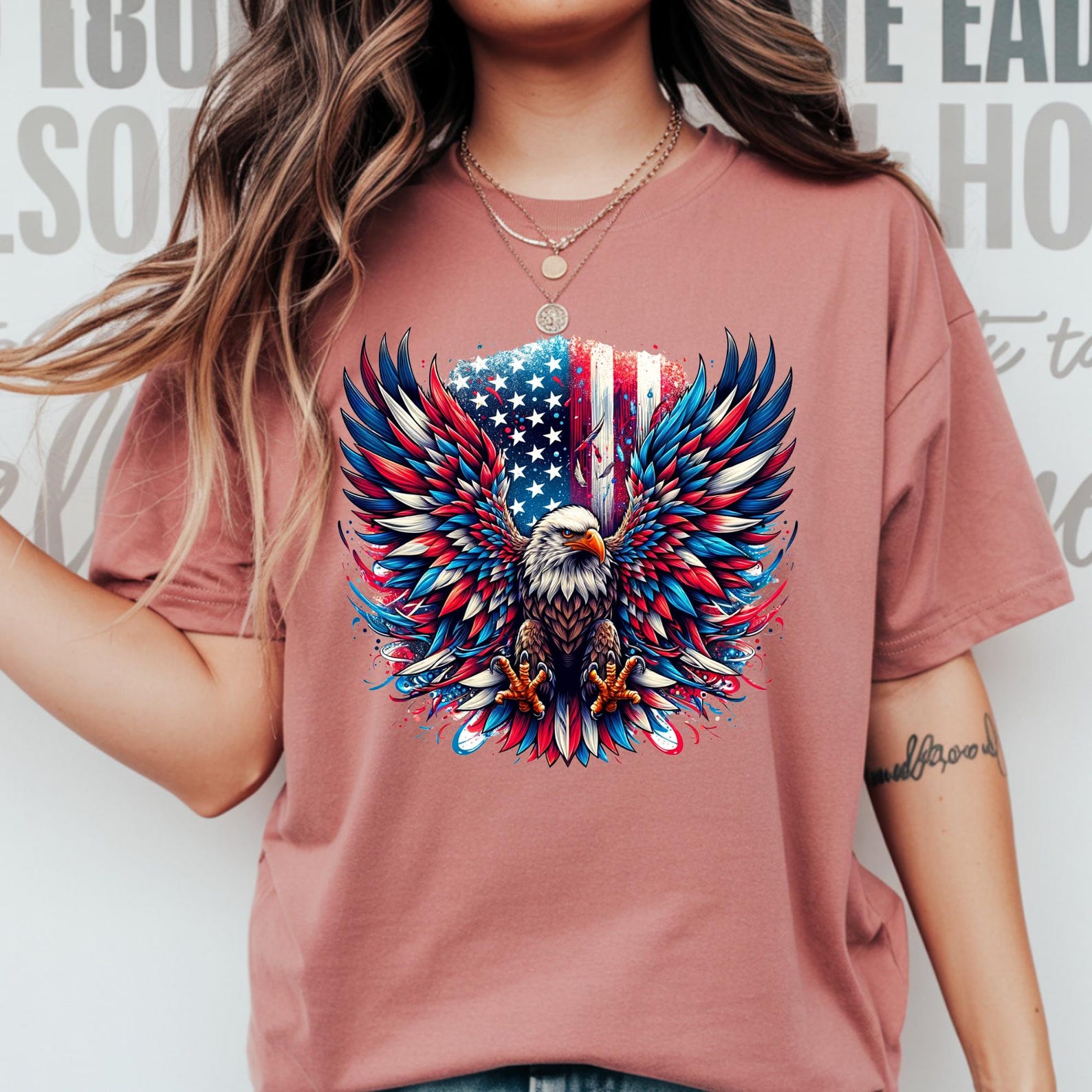 Patriotic Bald Eagle Design DTF Transfer: Freedom American Flag ...