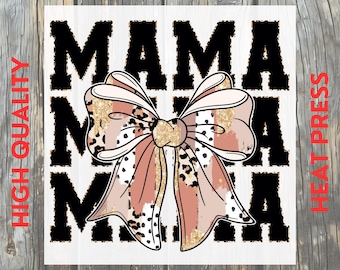 Mama Bow Leopard Glitter Trendy Mom Life DTF Transfer: Mother's Day Ready to Press