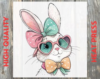 Easter Bunny With Sunglasses Pastel Kids DTF Transfer: Spring Bunny Ready to Press