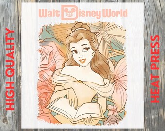 Fairytale Princess Vintage Storybook DTF Transfer: Floral Fantasy Girl Ready to Press
