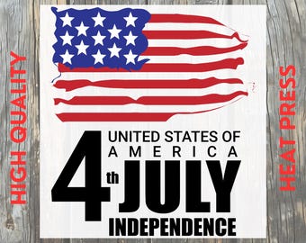 American Hand Drawn USA Flag Design DTF Transfer: Patriotic Independence Ready to Press