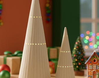 Christmas Tree Lantern 3D Printing STL+ 3MF File – LED Cone Light Cover (Digital Download) Commercial License