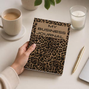 Leopard Print Business Journal | Personalized Boss Girl Notebook | Entrepreneur Planner | Hardcover Lined Journal | Velvet Drama Avenue