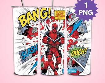 Deadpool Tumbler Wrap PNG | 20oz smal tumbler sublimeringsdesign
