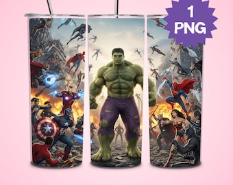 Superhero Comic Tumbler Wrap | Action Avengers Assembled Design for 20oz Tumbler Wrap | PNG Digital Download