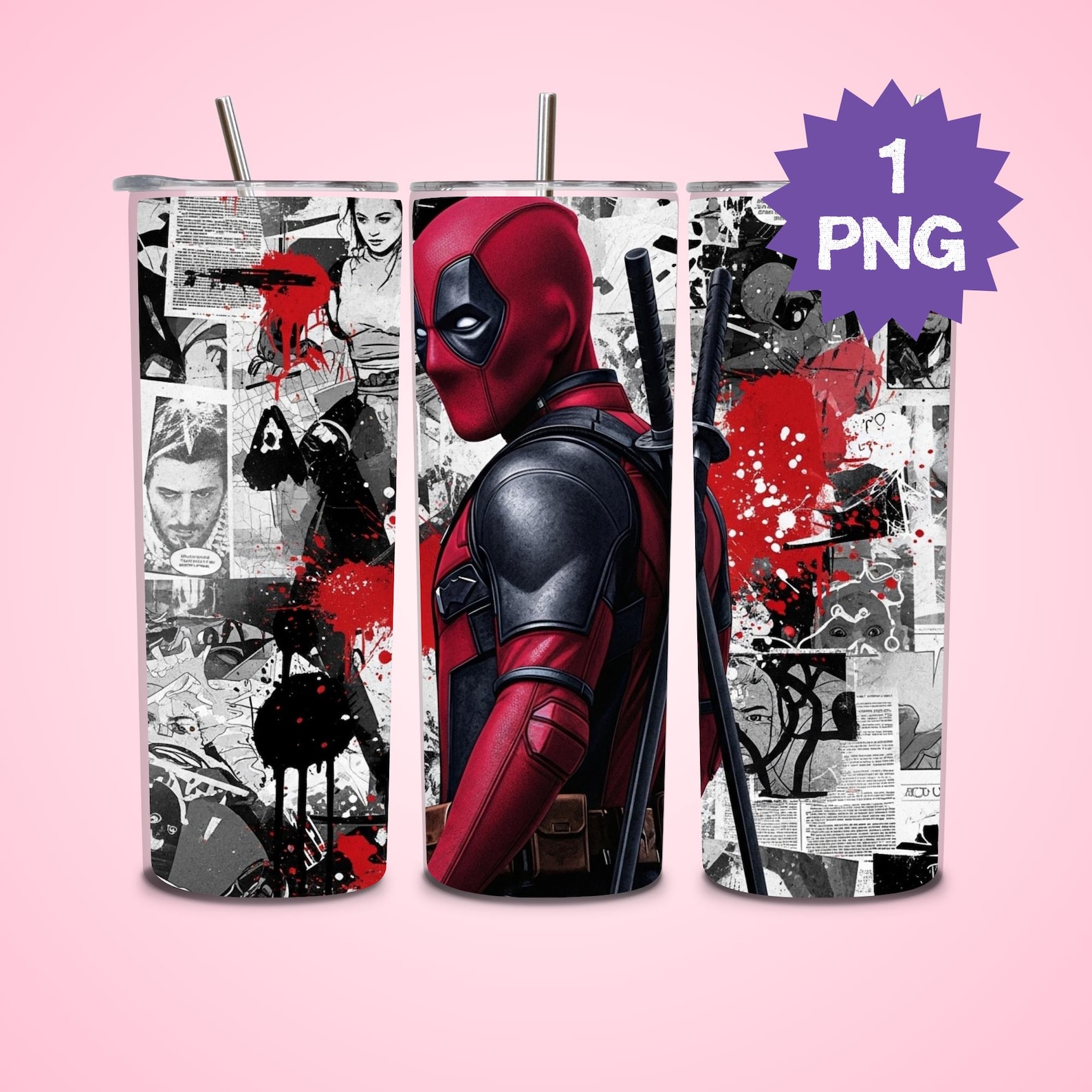 Deadpool Tumbler Wrap: 20 Oz Sublimation Design (PNG Digital Download ...