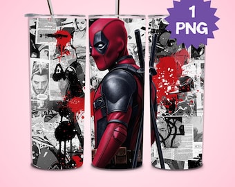 Deadpool Tumbler Wrap: 20 Oz Sublimation Design (PNG Digital Download)