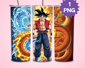 Goku Anime Tumbler Design: 20oz Slim Tumbler Wrap (Digital Nedladdning)