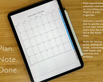 Your ultimate productivity hub: a sleek digital planner and notebook combined in one convenient spot.