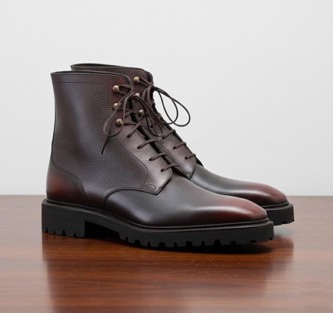 Luxury Men's Hand-burnished Leather Ankle Boots and Formal Dress Shoes ...